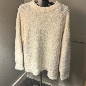 Topshop Cream Fuzzy Crew Neck Sweater